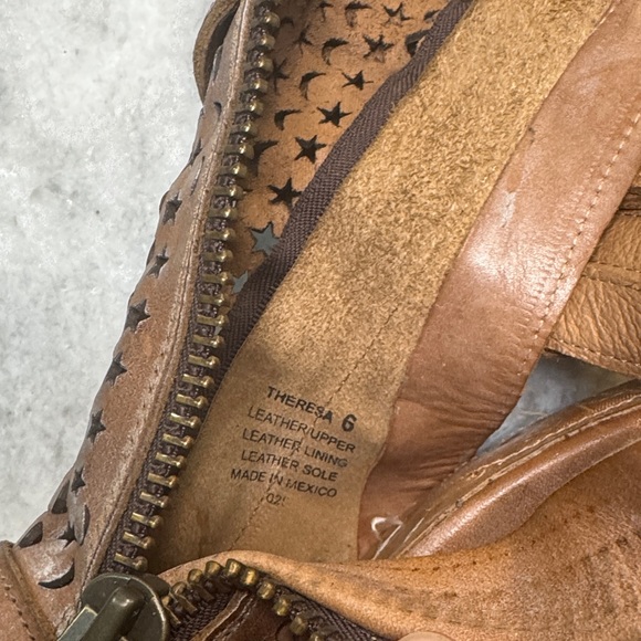 Freebird Theresa Tan open toe brown  Leather Heeled Booties size 6 6042 - Picture 2 of 6